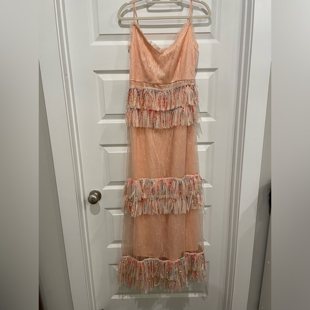Hesperus- Peach Multicolored Tier Dress- Size Large